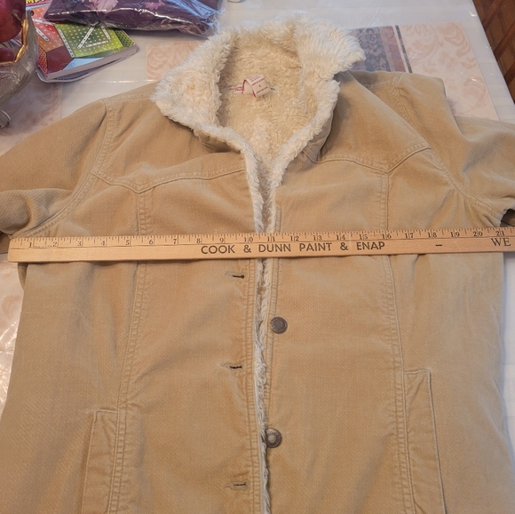 ABERCROMBIE & FITCH Vintage Cotton Velvet Tan Button Up Coat Jacket Size Large - Picture 8 of 8